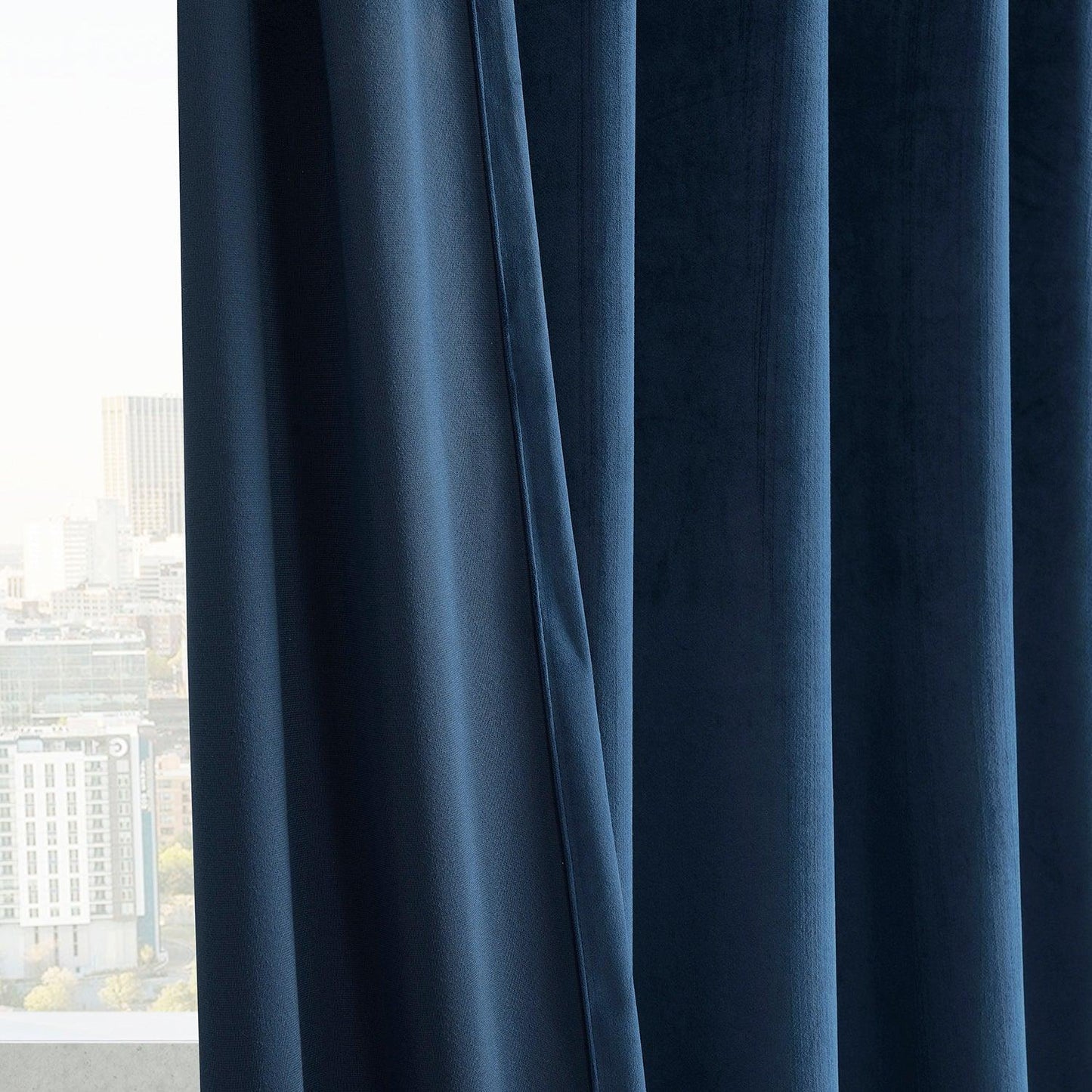 Deep Cobalt Blue Grommet Simply Velvet Room Darkening Curtain Pair (2 Panels)
