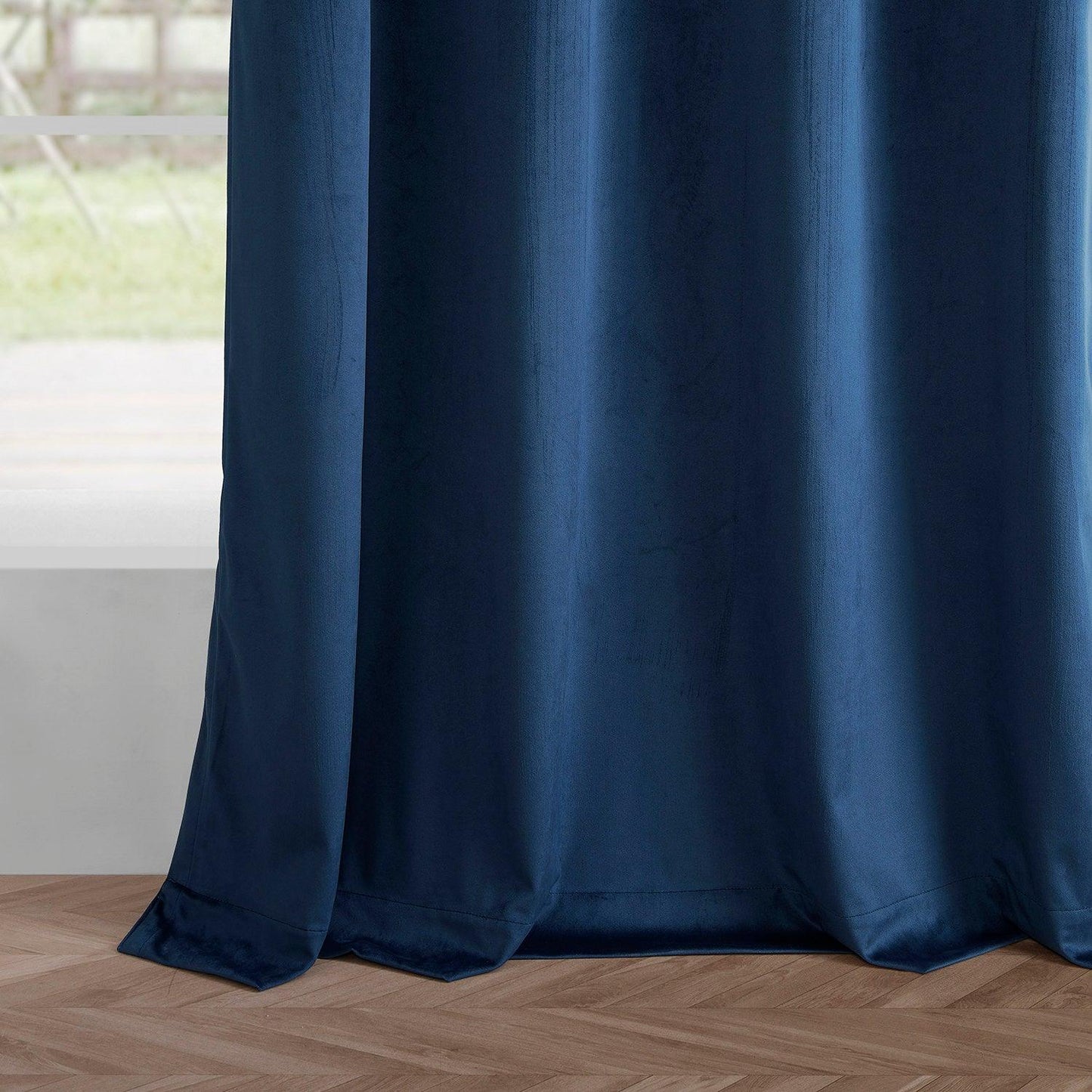 Deep Cobalt Blue Grommet Simply Velvet Room Darkening Curtain Pair (2 Panels)