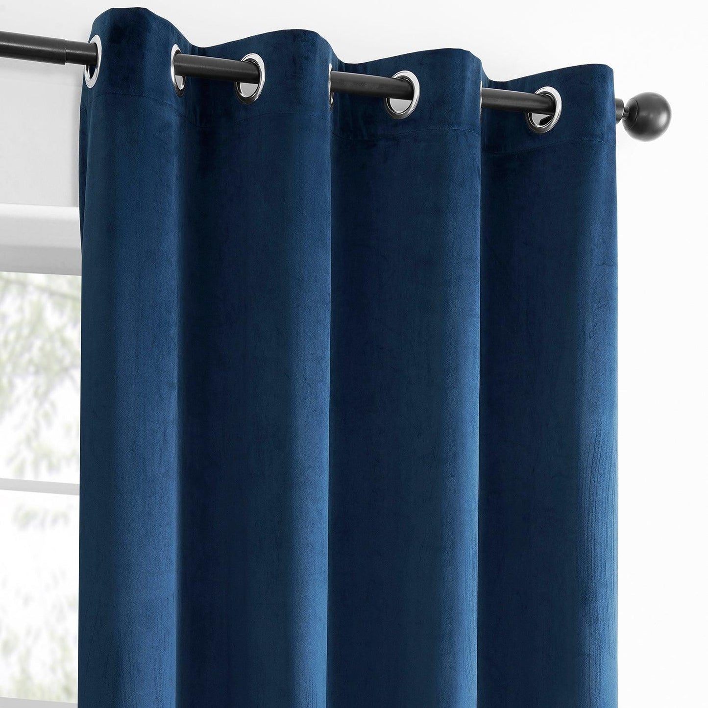 Deep Cobalt Blue Grommet Simply Velvet Room Darkening Curtain Pair (2 Panels)