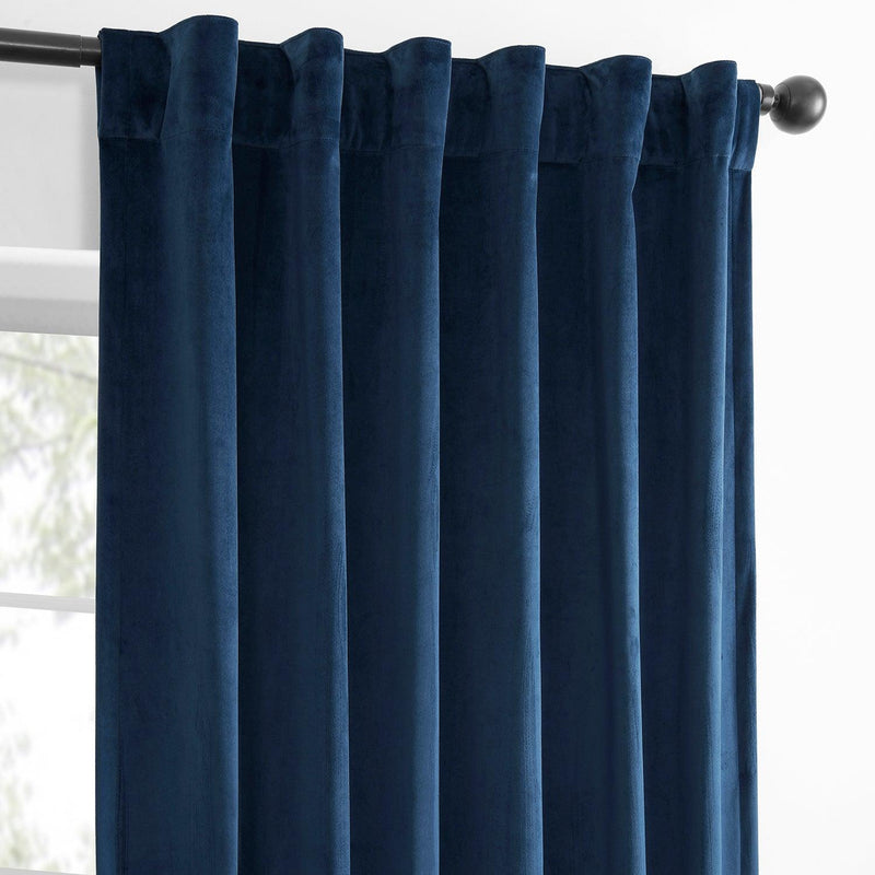 Deep Cobalt Blue Simply Velvet Curtain Pair (2 Panels) - HalfPriceDrapes.com