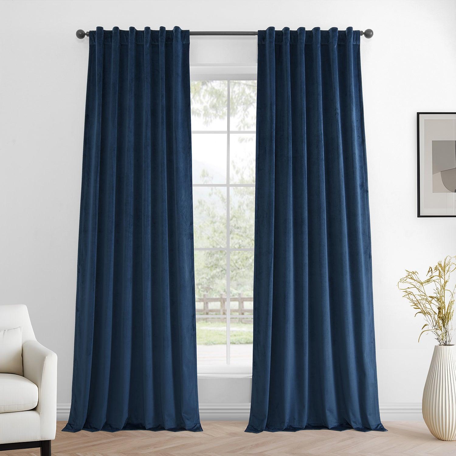 Deep Cobalt Blue Simply Velvet Curtain Pair (2 Panels) - HalfPriceDrapes.com
