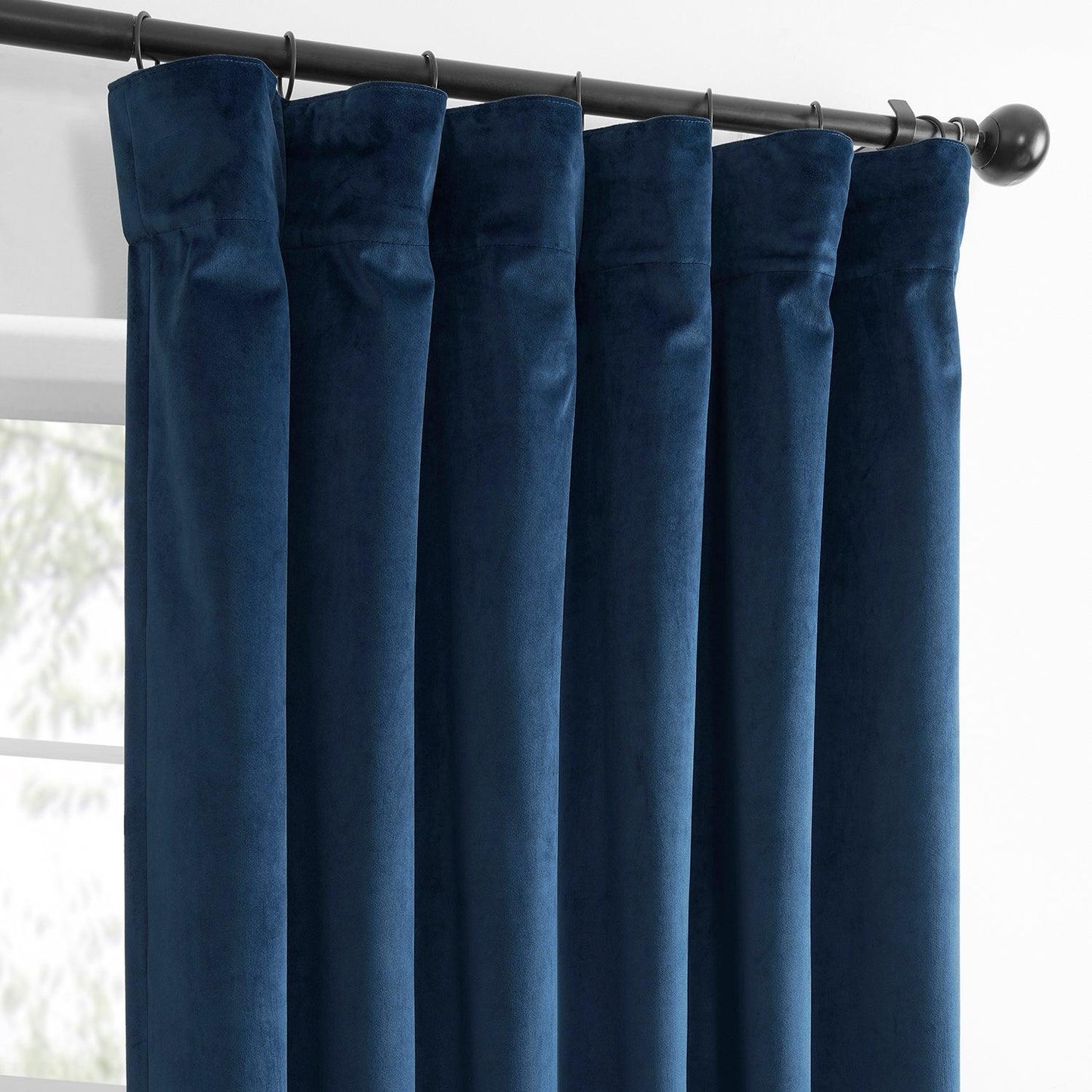 Deep Cobalt Blue Simply Velvet Curtain Pair (2 Panels) - HalfPriceDrapes.com