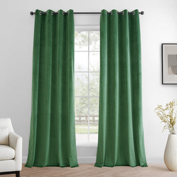 Green Grommet Simply Velvet Room Darkening Curtain Pair (2 Panels)