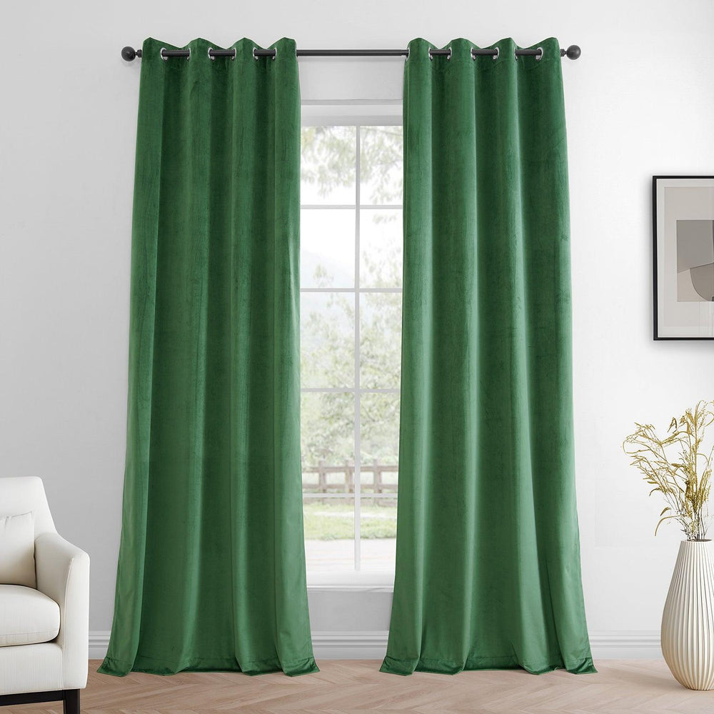 Green Grommet Simply Velvet Room Darkening Curtain Pair (2 Panels)