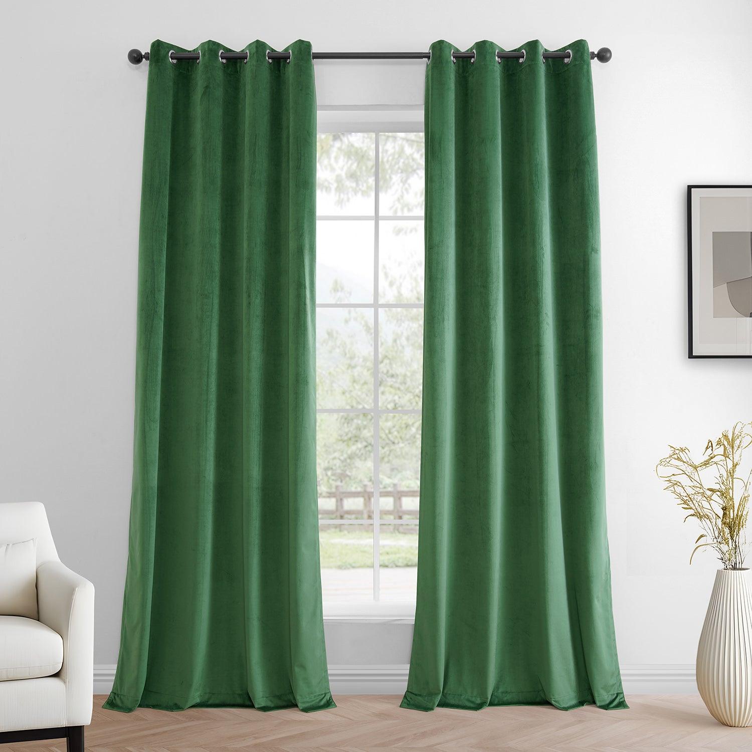 Green Grommet Simply Velvet Room Darkening Curtain Pair (2 Panels)