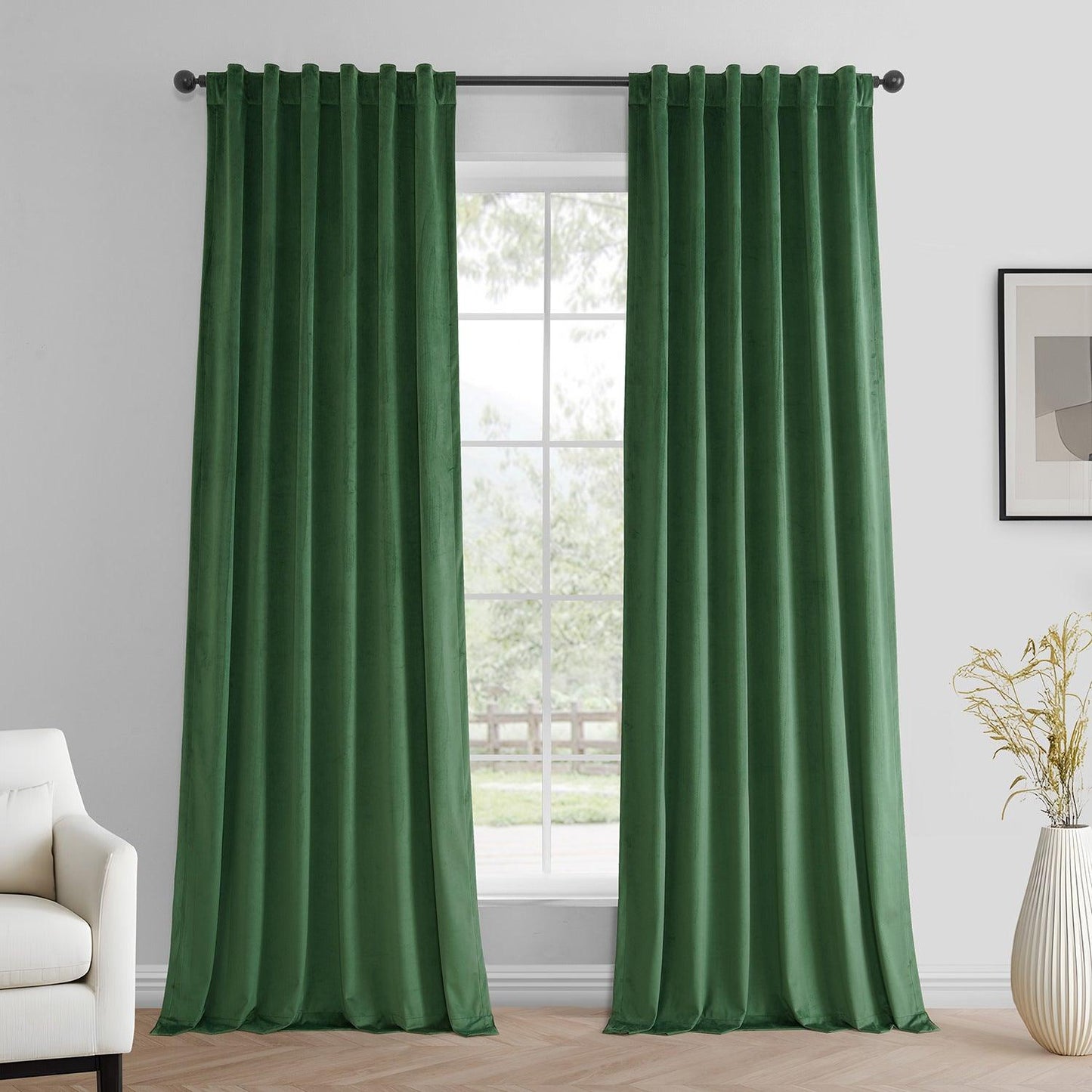 Green Simply Velvet Curtain Pair (2 Panels) - HalfPriceDrapes.com