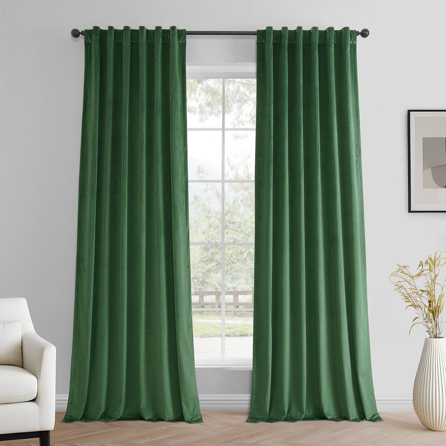 Green Simply Velvet Curtain Pair (2 Panels) - HalfPriceDrapes.com
