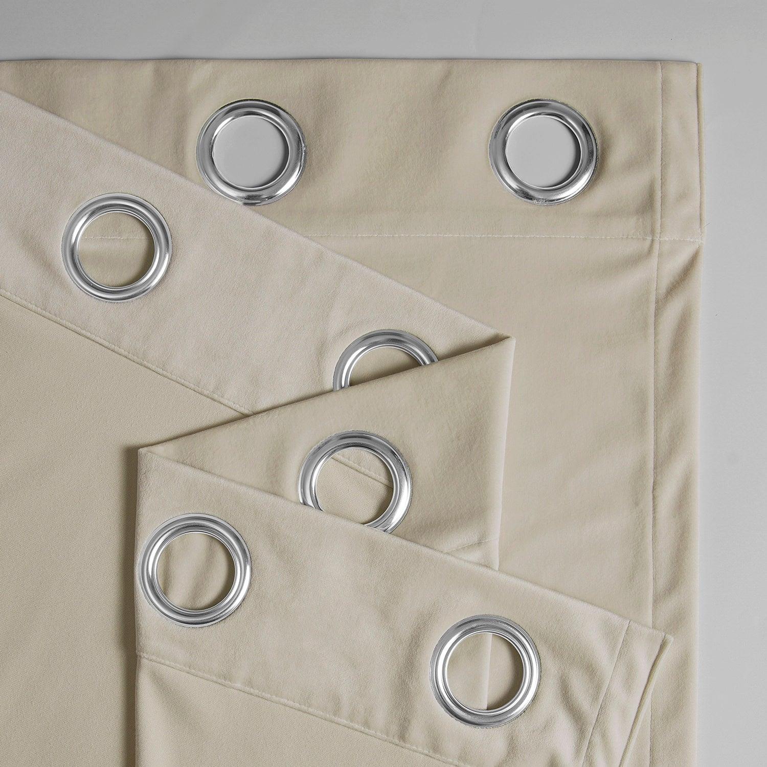 Light Ivory Grommet Simply Velvet Room Darkening Curtain Pair (2 Panels)
