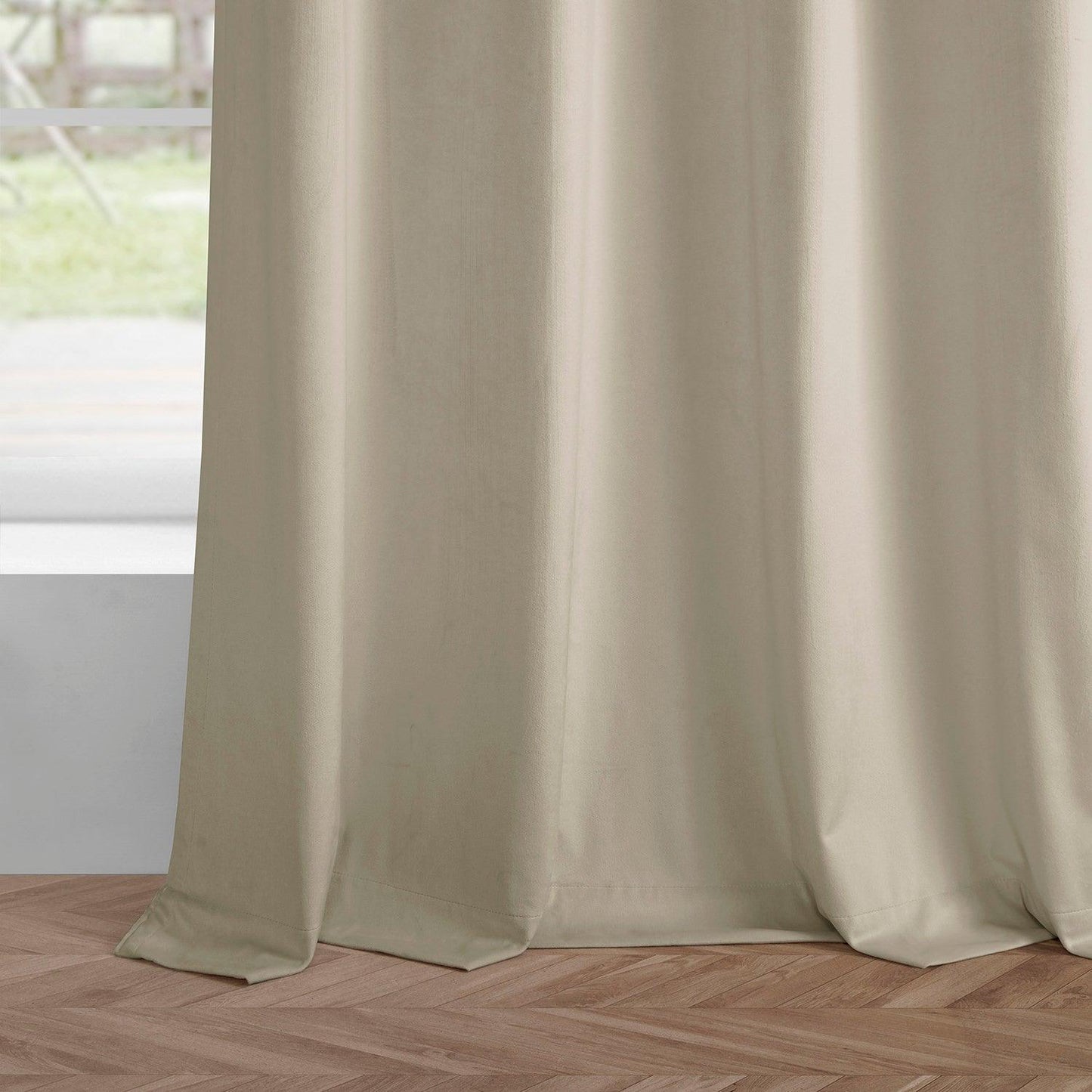 Light Ivory Grommet Simply Velvet Room Darkening Curtain Pair (2 Panels)