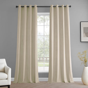 Light Ivory Grommet Simply Velvet Room Darkening Curtain Pair (2 Panels)