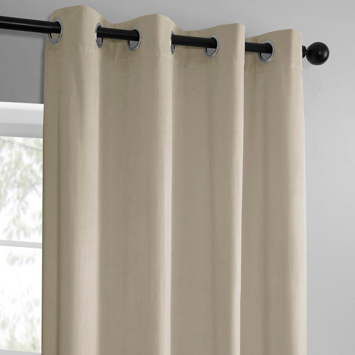 Light Ivory Grommet Simply Velvet Room Darkening Curtain Pair (2 Panels)