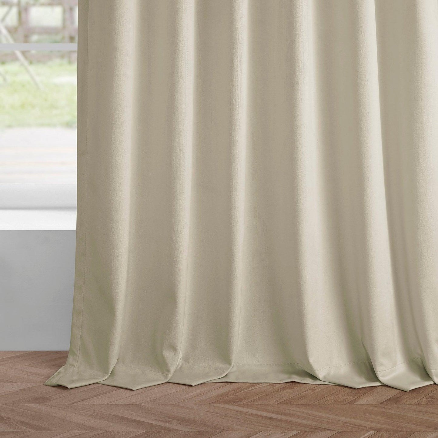 Light Ivory Simply Velvet Curtain Pair (2 Panels) - HalfPriceDrapes.com