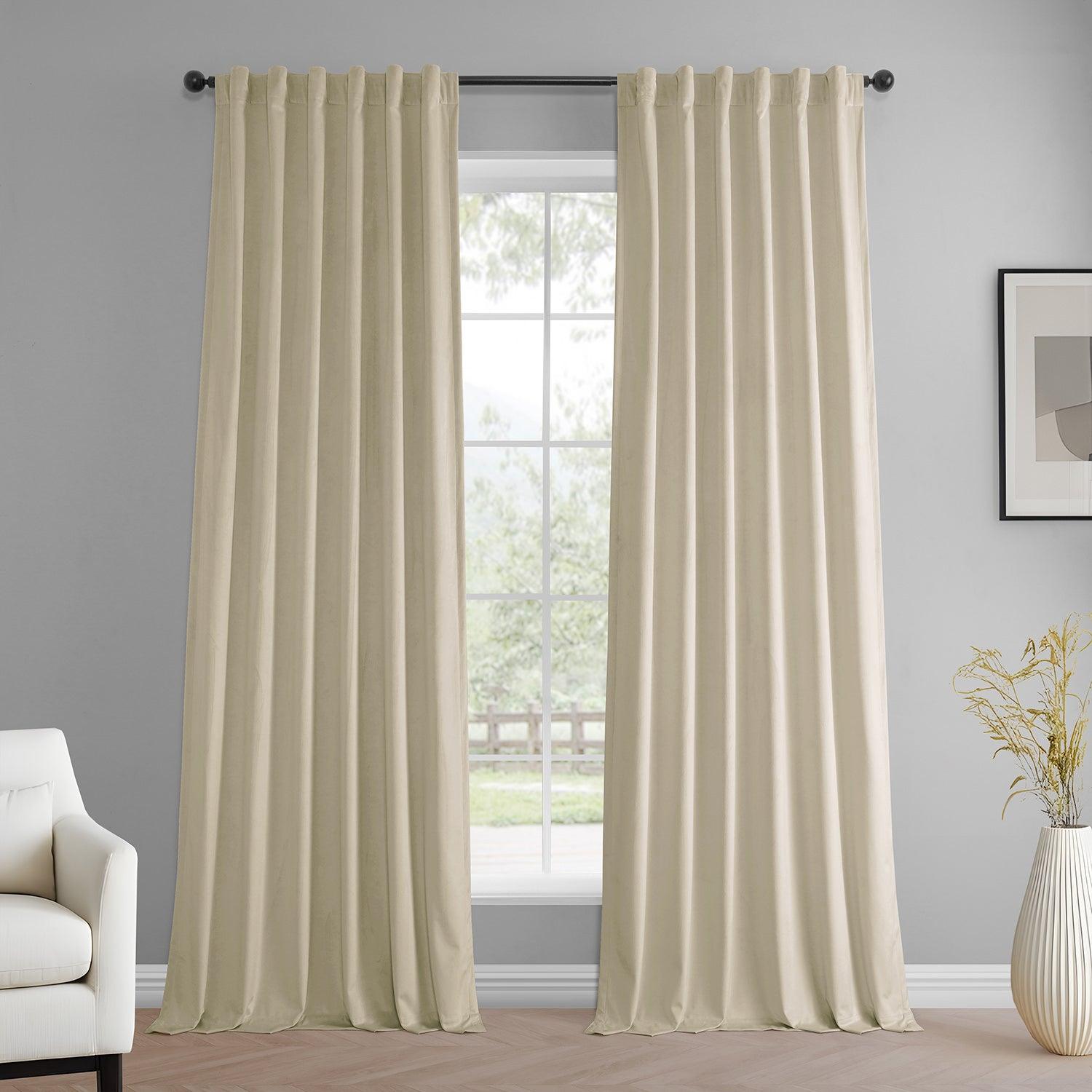 Light Ivory Simply Velvet Curtain Pair (2 Panels)