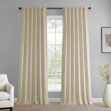 Light Ivory Simply Velvet Curtain Pair (2 Panels) - HalfPriceDrapes.com