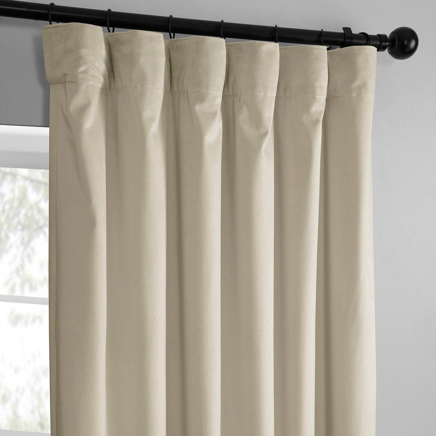 Light Ivory Simply Velvet Curtain Pair (2 Panels) - HalfPriceDrapes.com