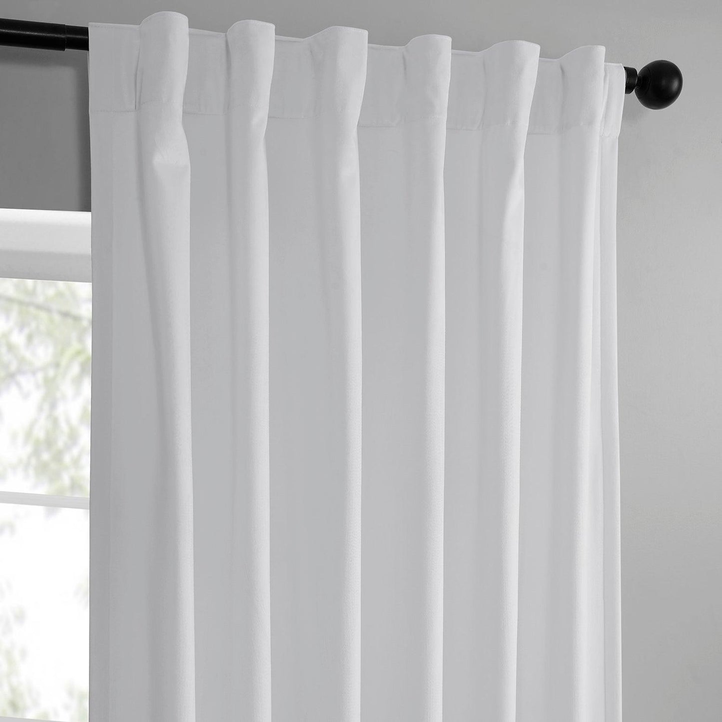 White Simply Velvet Curtain Pair (2 Panels) - HalfPriceDrapes.com