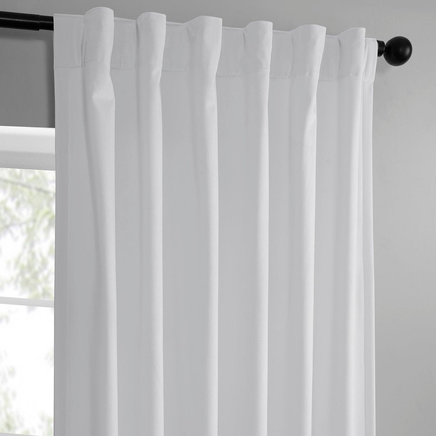 White Simply Velvet Curtain Pair (2 Panels) - HalfPriceDrapes.com