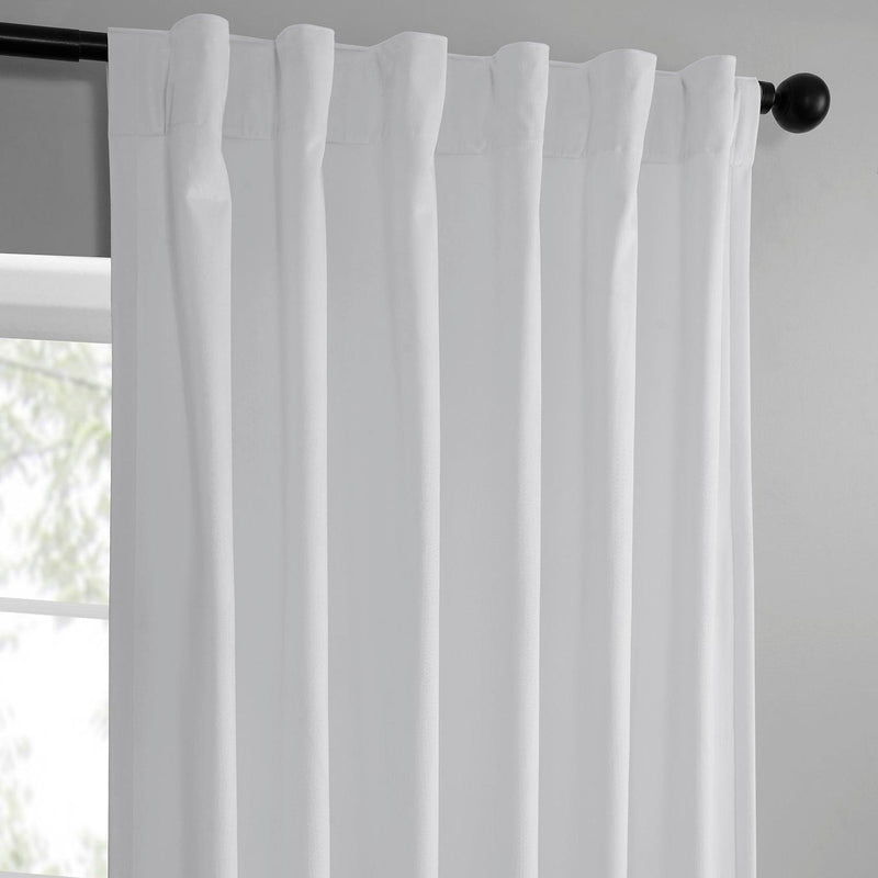 White Simply Velvet Curtain Pair (2 Panels) - HalfPriceDrapes.com