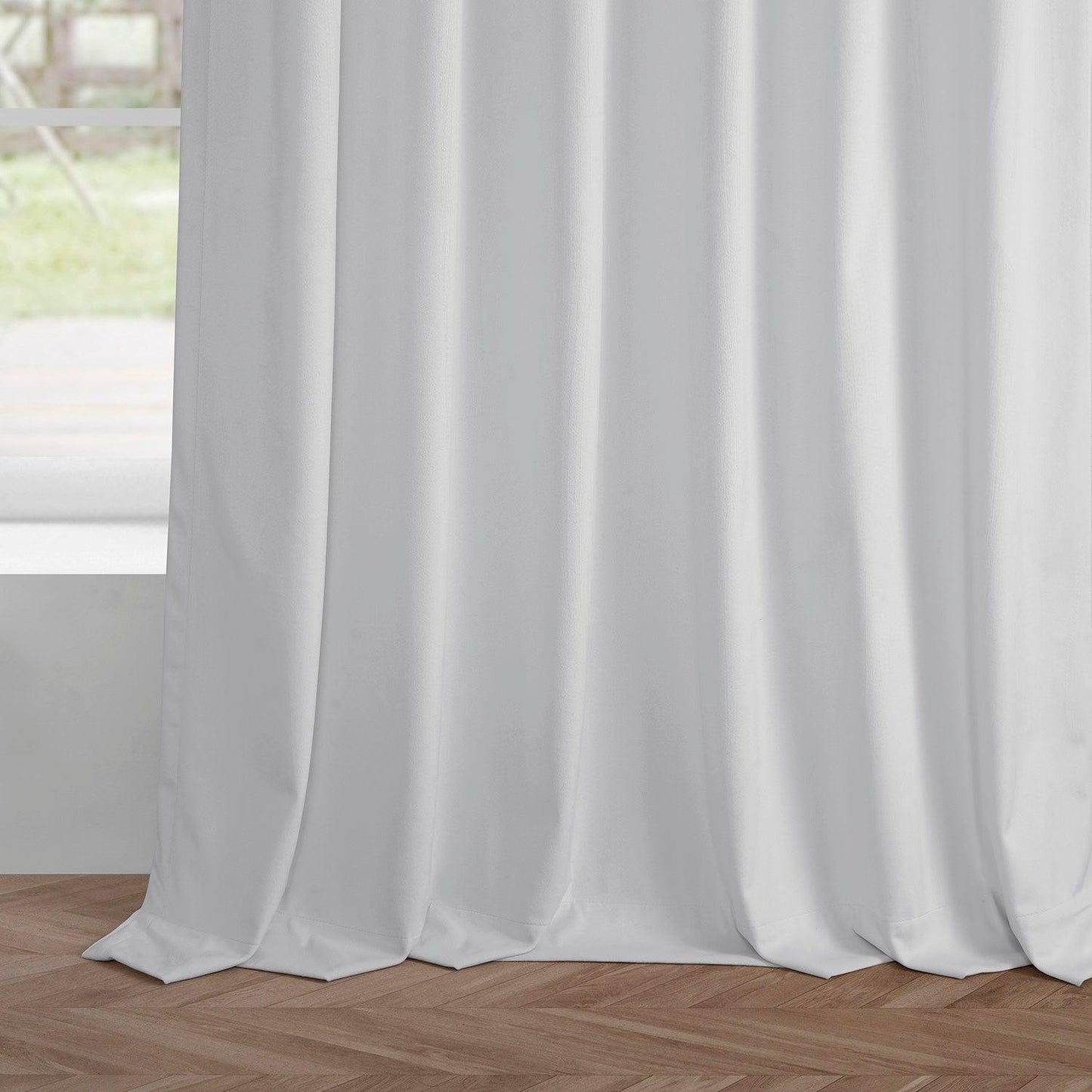 White Simply Velvet Curtain Pair (2 Panels) - HalfPriceDrapes.com