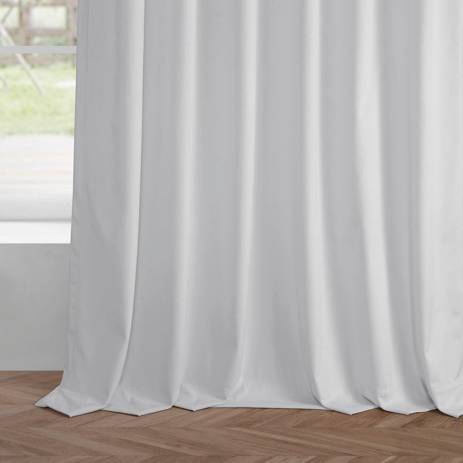 White Simply Velvet Curtain Pair (2 Panels) - HalfPriceDrapes.com