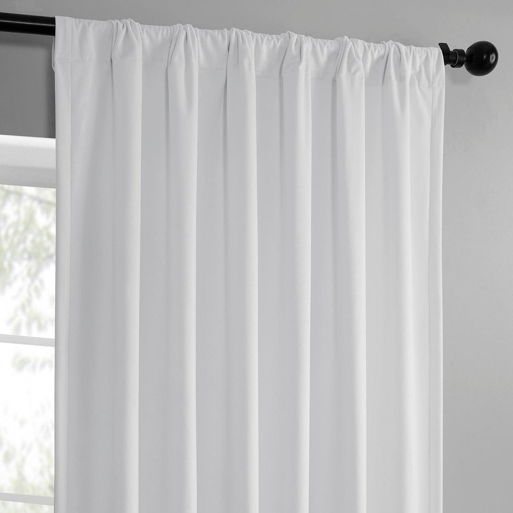 White Simply Velvet Curtain Pair (2 Panels) - HalfPriceDrapes.com