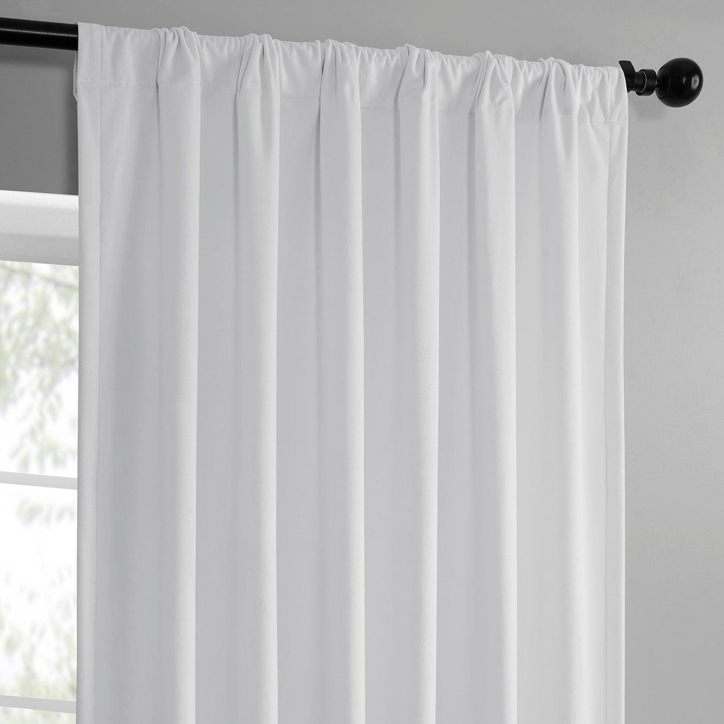 White Simply Velvet Curtain Pair (2 Panels) - HalfPriceDrapes.com