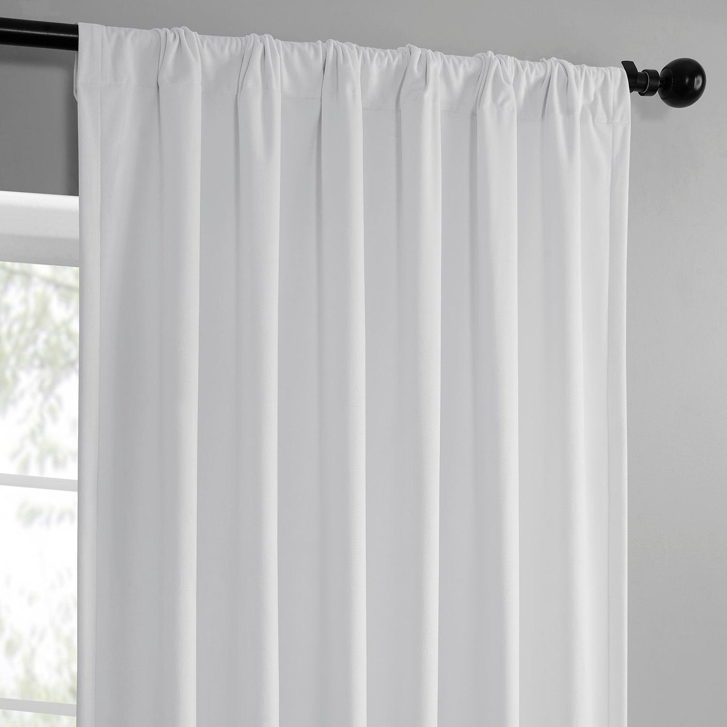 White Simply Velvet Curtain Pair (2 Panels) - HalfPriceDrapes.com