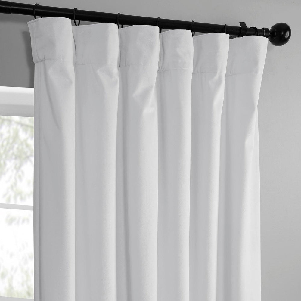 White Simply Velvet Curtain Pair (2 Panels) - HalfPriceDrapes.com