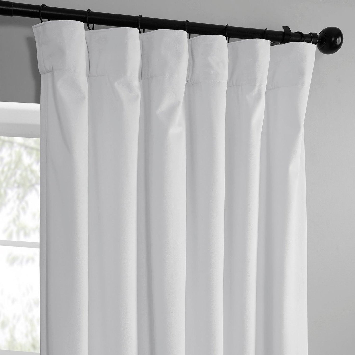 White Simply Velvet Curtain Pair (2 Panels) - HalfPriceDrapes.com