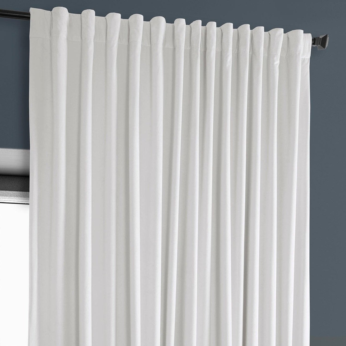 Pillow White Extra Wide Heritage Plush Velvet Curtain - HalfPriceDrapes.com