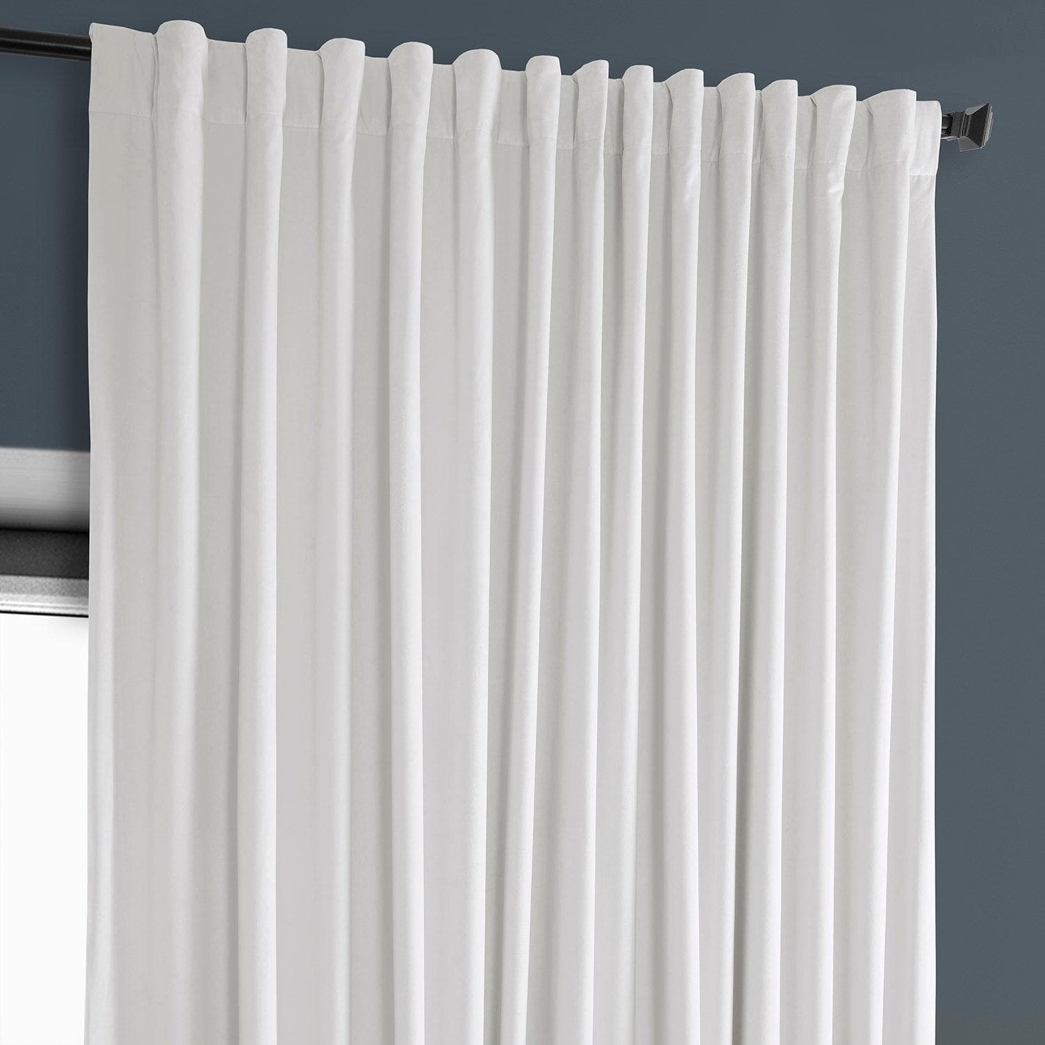 Pillow White Extra Wide Heritage Plush Velvet Curtain - HalfPriceDrapes.com