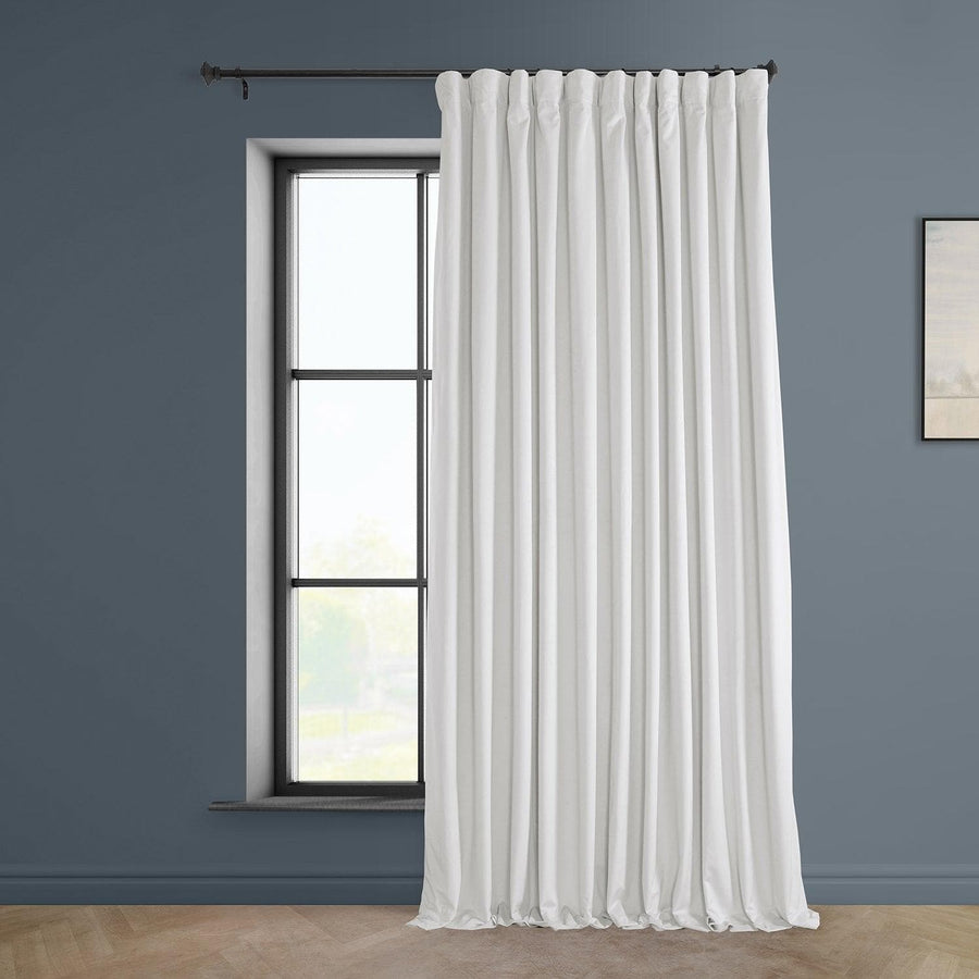 Pillow White Extra Wide Heritage Plush Velvet Curtain - HalfPriceDrapes.com