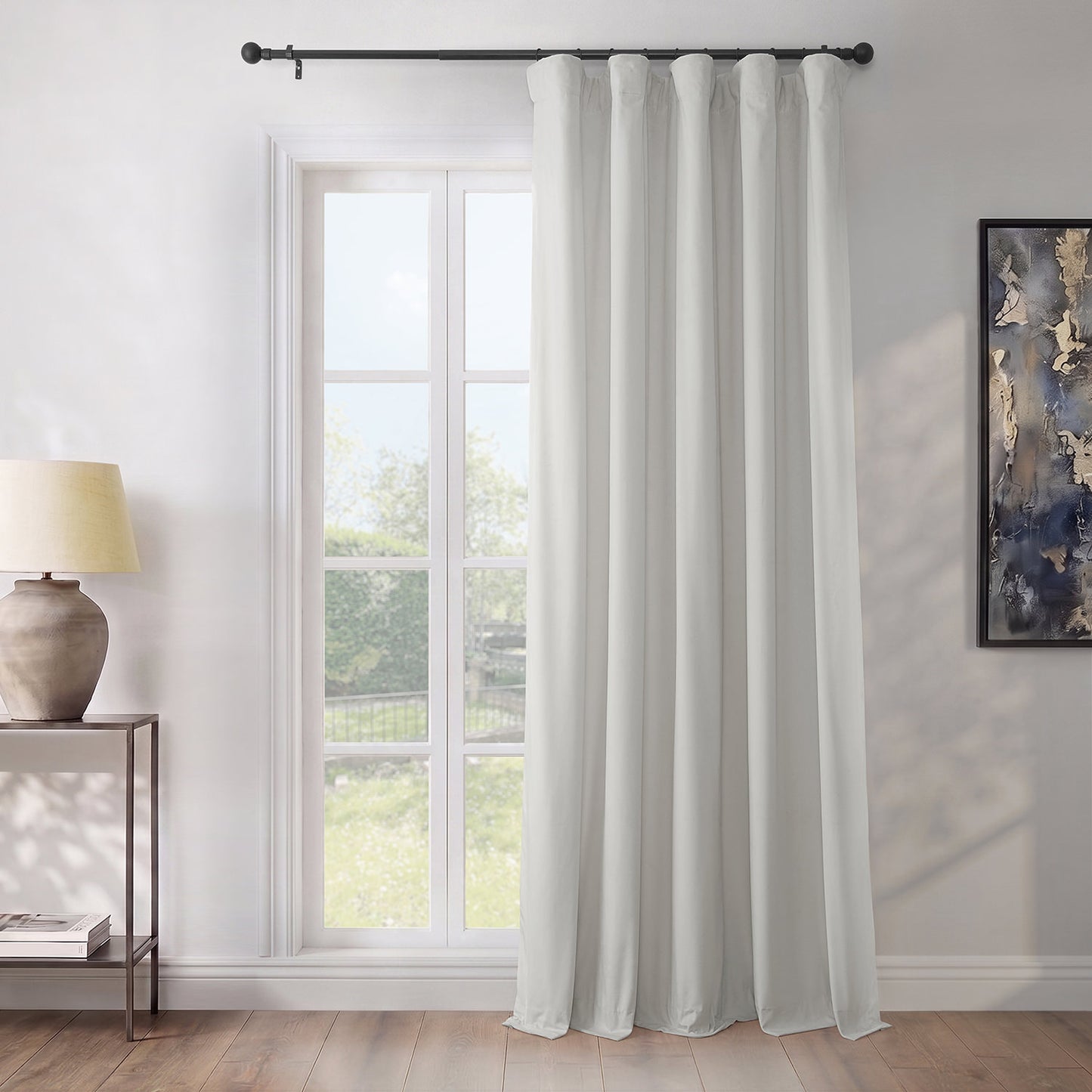 Pillow White Extra Wide Heritage Plush Velvet Room Darkening Curtain