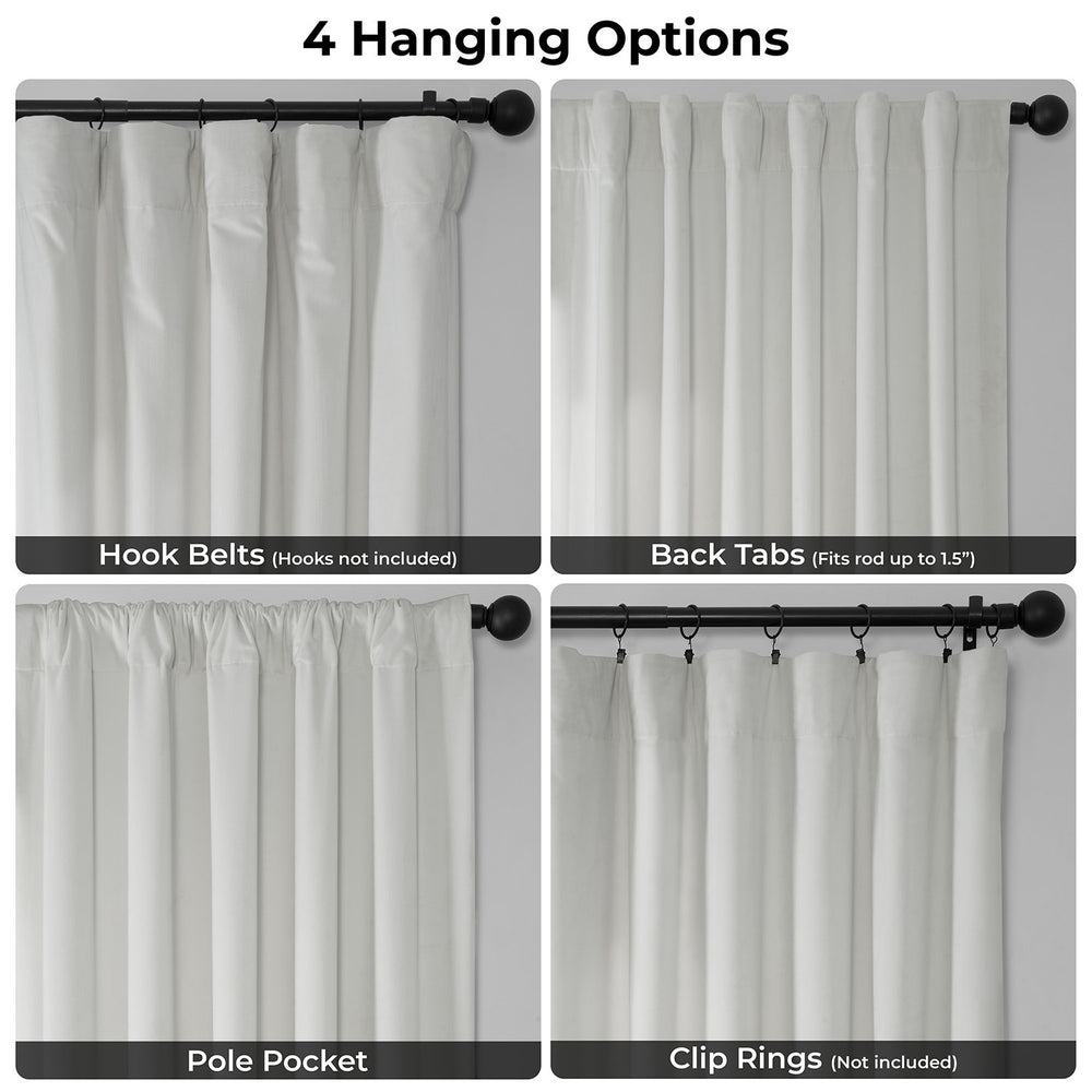 Pillow White Extra Wide Heritage Plush Velvet Room Darkening Curtain