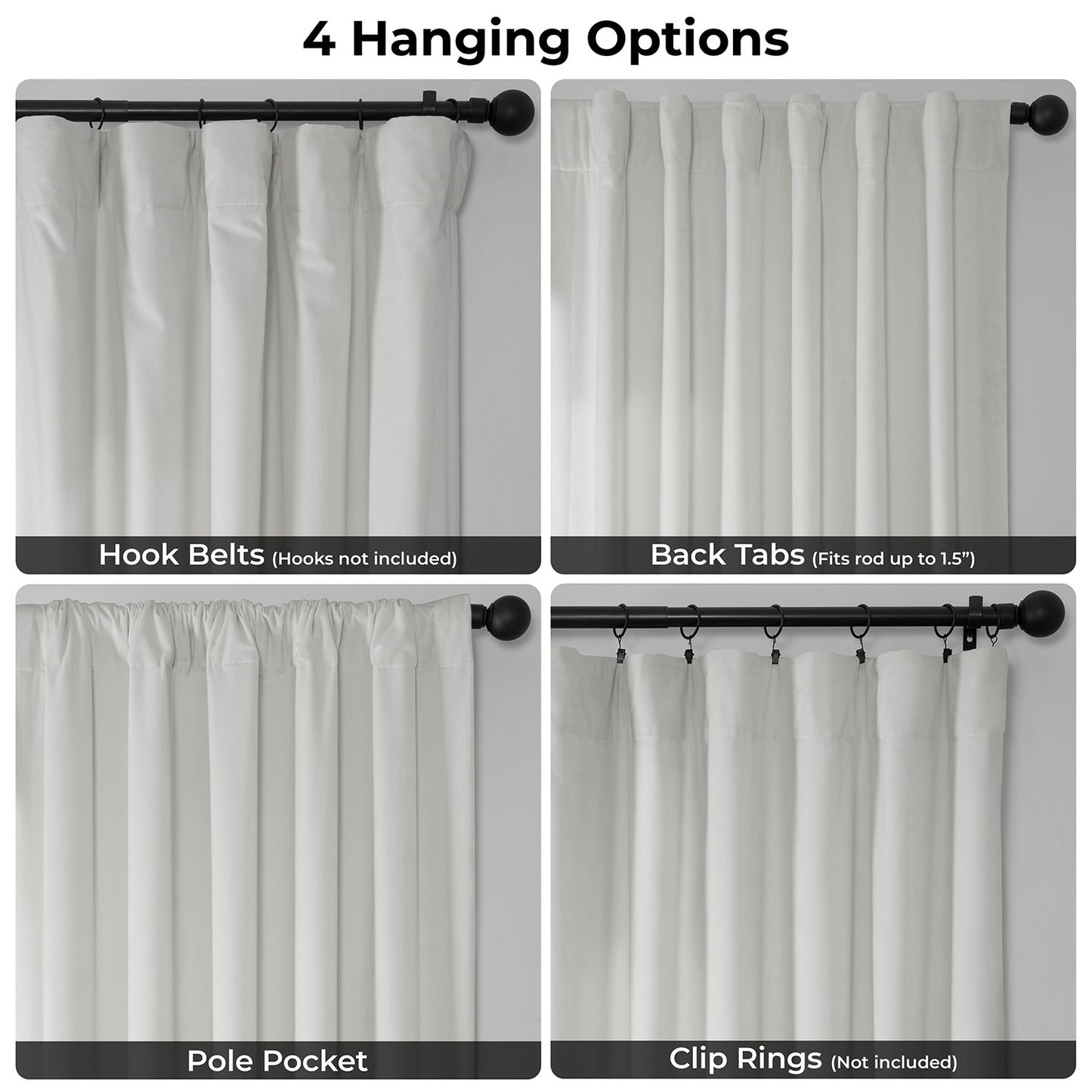 Pillow White Extra Wide Heritage Plush Velvet Room Darkening Curtain
