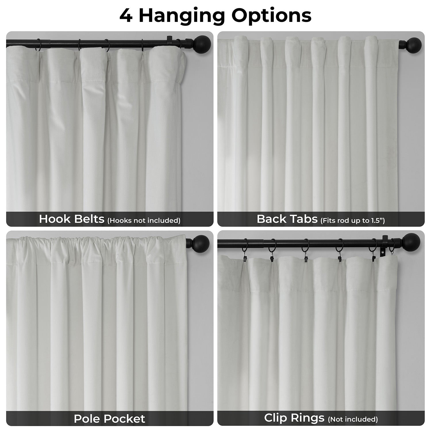 Pillow White Extra Wide Heritage Plush Velvet Room Darkening Curtain