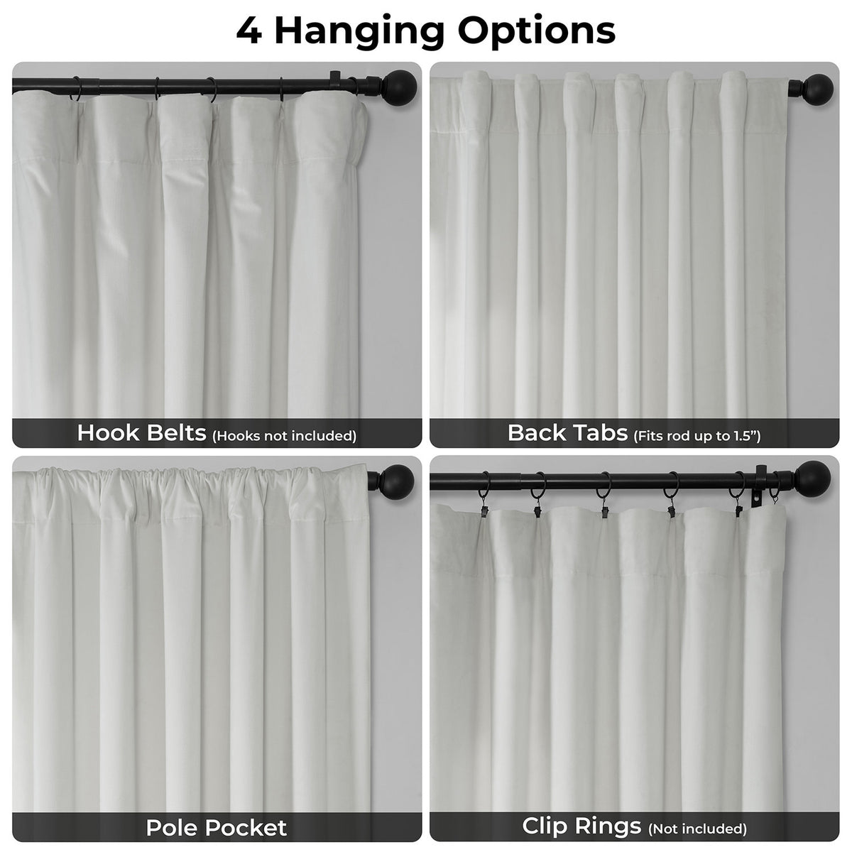 Pillow White Extra Wide Heritage Plush Velvet Room Darkening Curtain