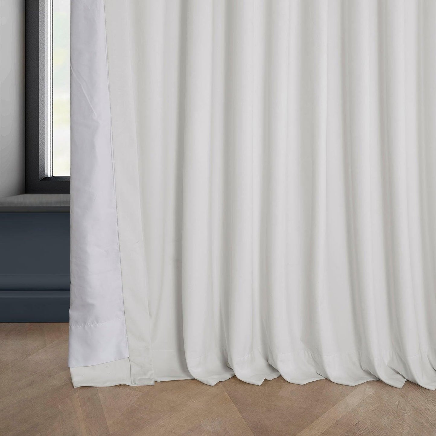 Pillow White Extra Wide Heritage Plush Velvet Curtain - HalfPriceDrapes.com