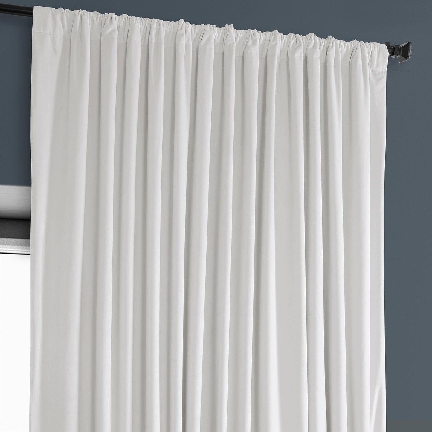 Pillow White Extra Wide Heritage Plush Velvet Curtain - HalfPriceDrapes.com