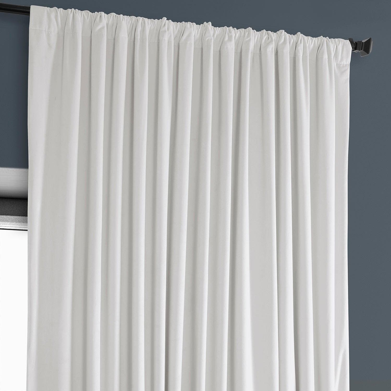 Pillow White Extra Wide Heritage Plush Velvet Curtain - HalfPriceDrapes.com