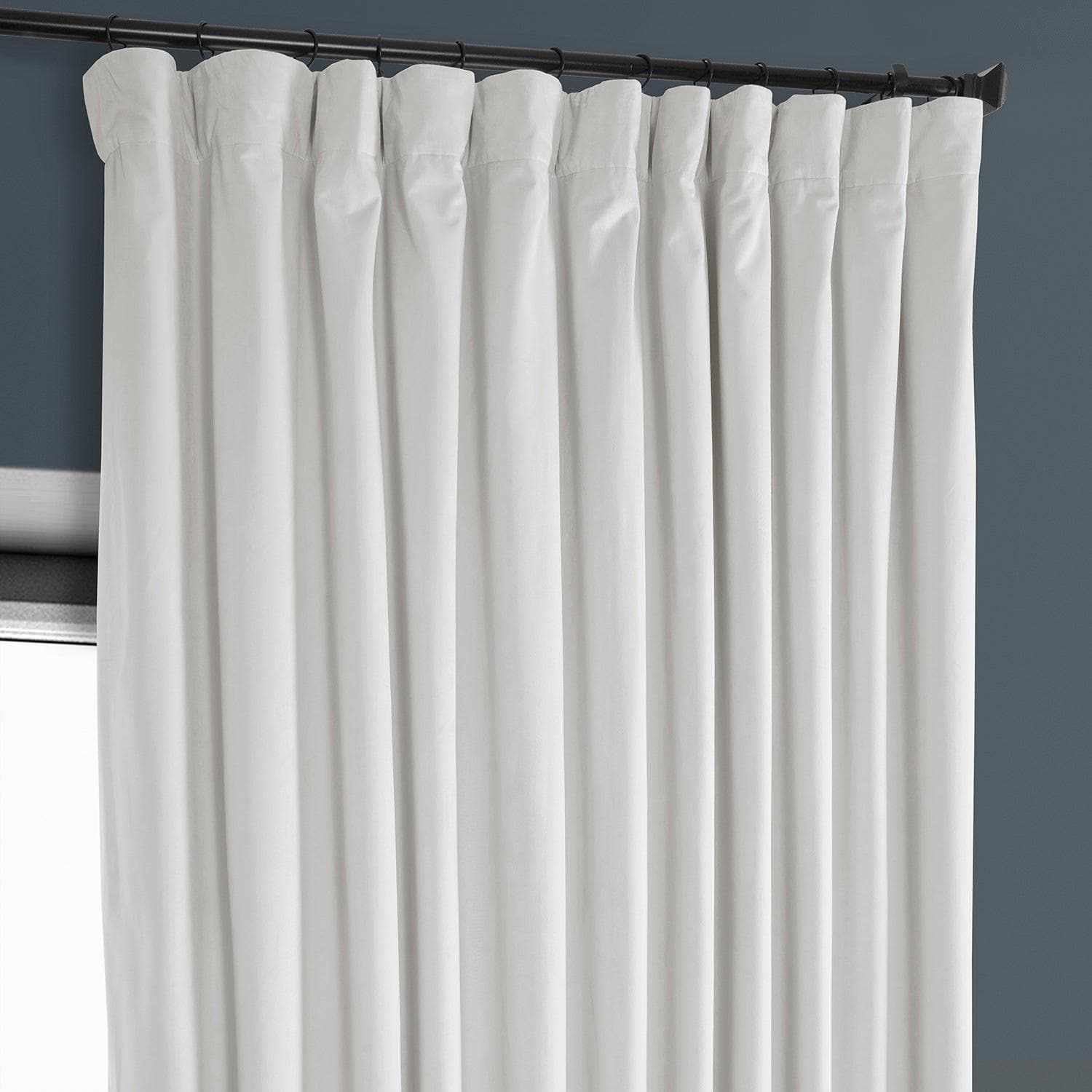 Pillow White Extra Wide Heritage Plush Velvet Curtain - HalfPriceDrapes.com