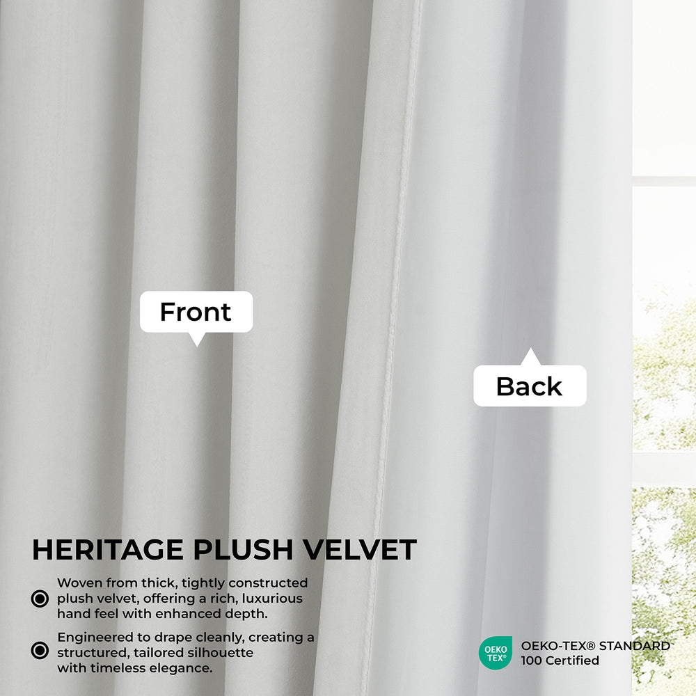 Pillow White Pinch Pleat Heritage Plush Velvet Room Darkening Curtain