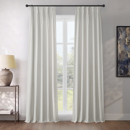 Pillow White Pinch Pleat Heritage Plush Velvet Room Darkening Curtain