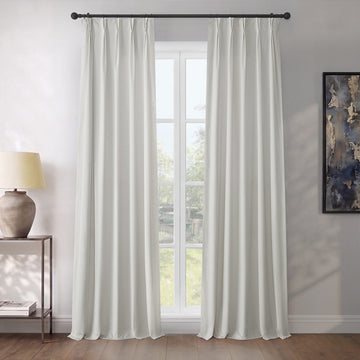 Pillow White Pinch Pleat Heritage Plush Velvet Room Darkening Curtain