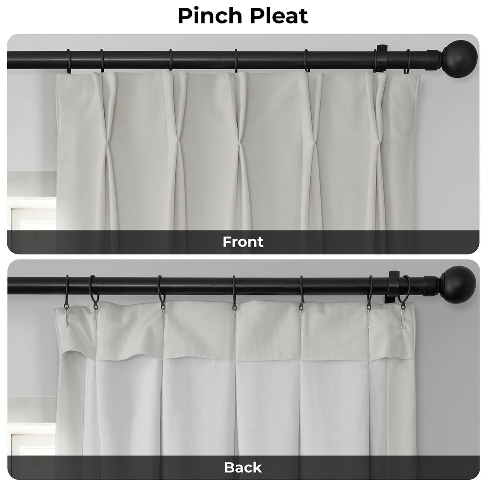 Pillow White Pinch Pleat Heritage Plush Velvet Room Darkening Curtain