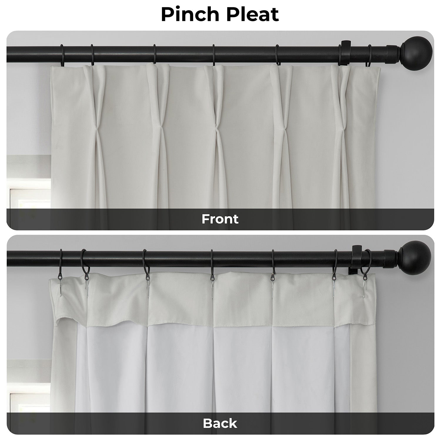 Pillow White Pinch Pleat Heritage Plush Velvet Room Darkening Curtain