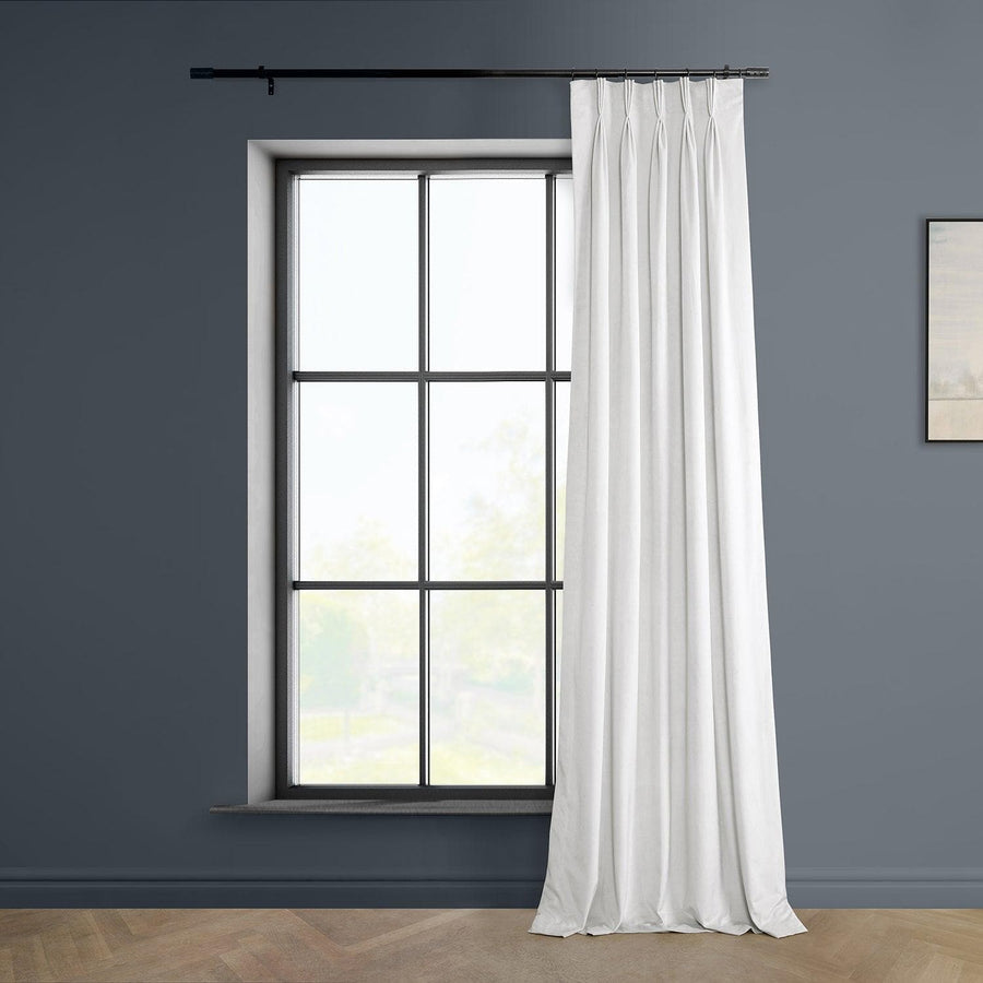 Pillow White French Pleat Heritage Plush Velvet Curtain - HalfPriceDrapes.com