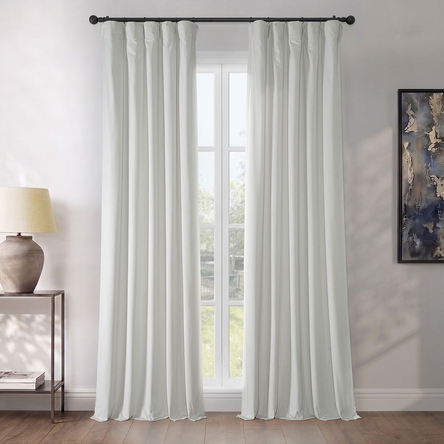 Pillow White Heritage Plush Velvet Room Darkening Curtain