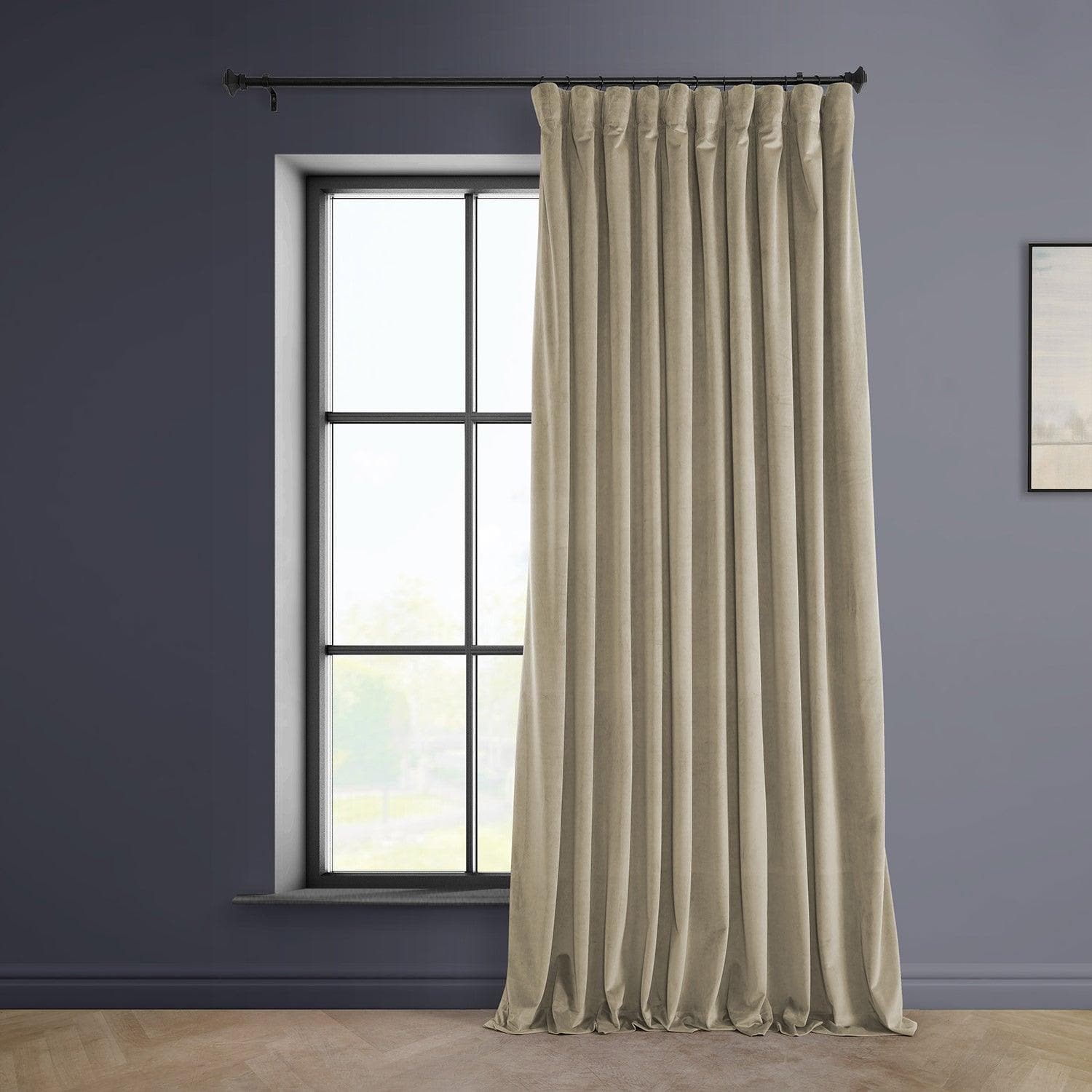 Light Beige Extra Wide Heritage Plush Velvet Curtain - HalfPriceDrapes.com