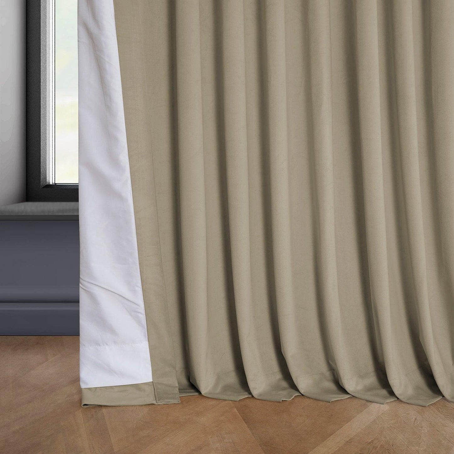 Light Beige Extra Wide Heritage Plush Velvet Curtain - HalfPriceDrapes.com